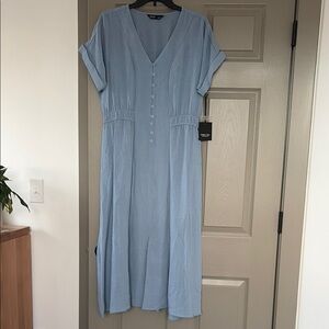 Simply Vera Vera Wang Pale Blue V-Neck Button-Front Maxi Dress